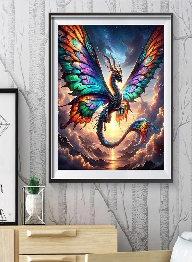 مجموعة أدوات الرسم الماسي Ekuxom Dragon للبالغين، مجموعة أدوات الرسم الماسي خماسية الأبعاد للمبتدئين، مجموعة أدوات الرسم الماسي الدائرية الكاملة DIY للأعمال اليدوية وتزيين جدران المنزل كهدية مقاس 14 × 14 بوصة - Image 3
