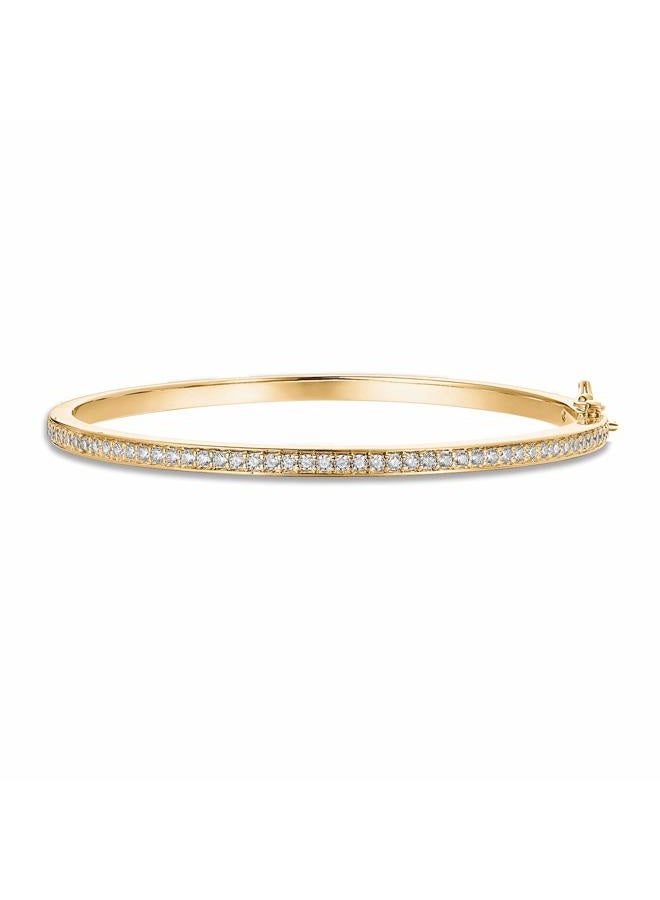 PAVOI 14K Gold Plated Cubic Zirconia Bangle Classic Tennis Bracelet | Yellow Gold Bracelets for Women | 7.5 Inches - Image 1