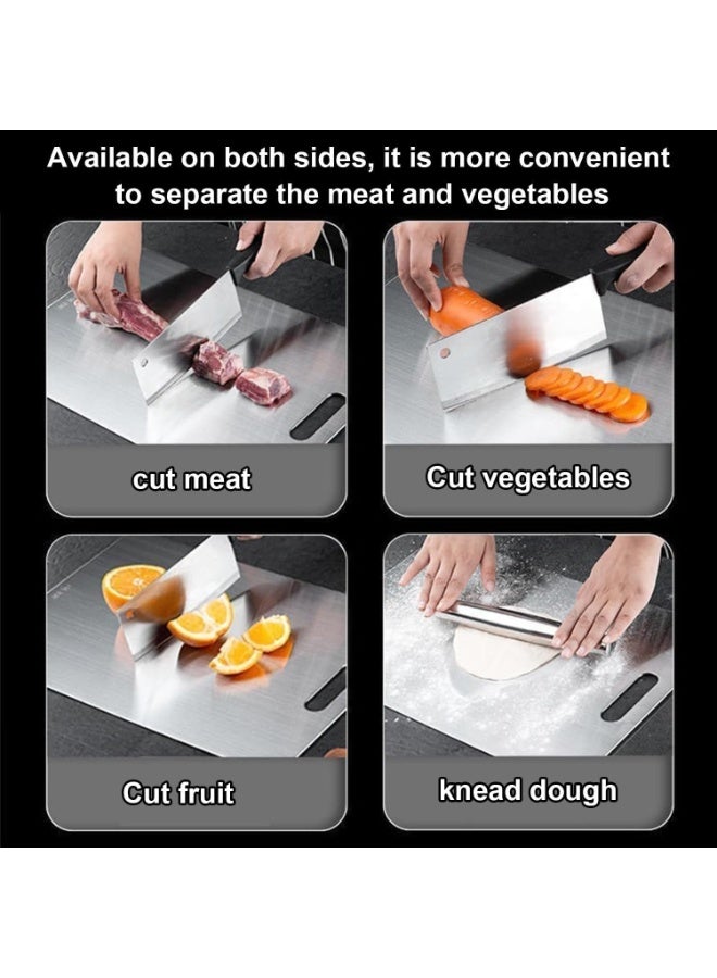 Stainless Steel Cutting Board, Double-Sided Dishwasher Safe, 39 x 28cm for Meat, Vegetables and Dough - Image 4