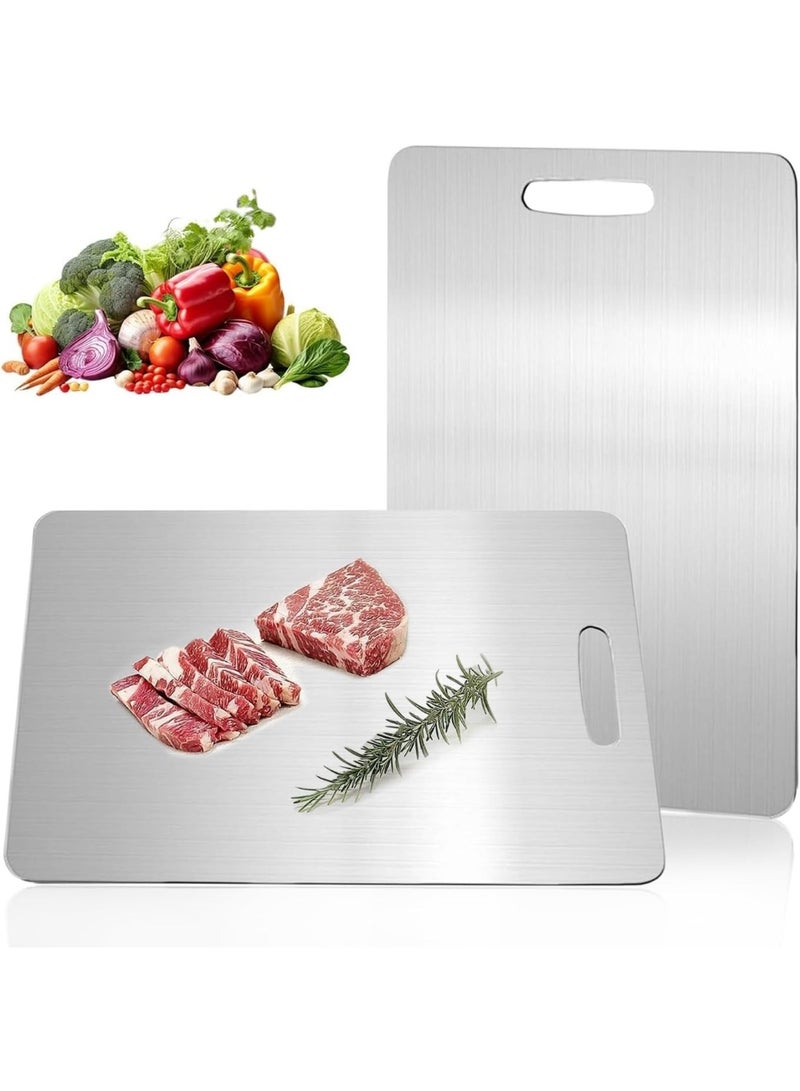 Stainless Steel Cutting Board, Double-Sided Dishwasher Safe, 39 x 28cm for Meat, Vegetables and Dough - Image 1