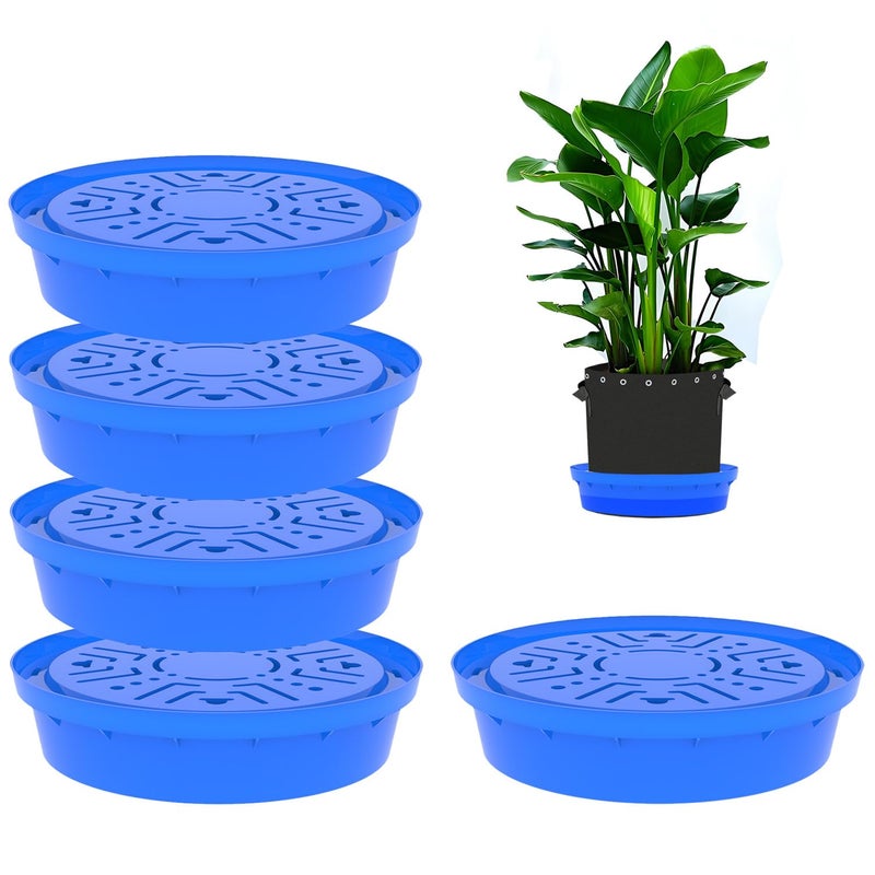 Molgoc Self-Watering Base with Visible Water Level,5-Pack,Keeps Leaves and Flying Insects Out,Maintains Water Quality.Blue.(Without Wheels). - Image 1