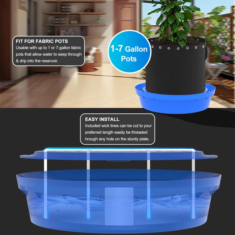 Molgoc Self-Watering Base with Visible Water Level,5-Pack,Keeps Leaves and Flying Insects Out,Maintains Water Quality.Blue.(Without Wheels). - Image 2