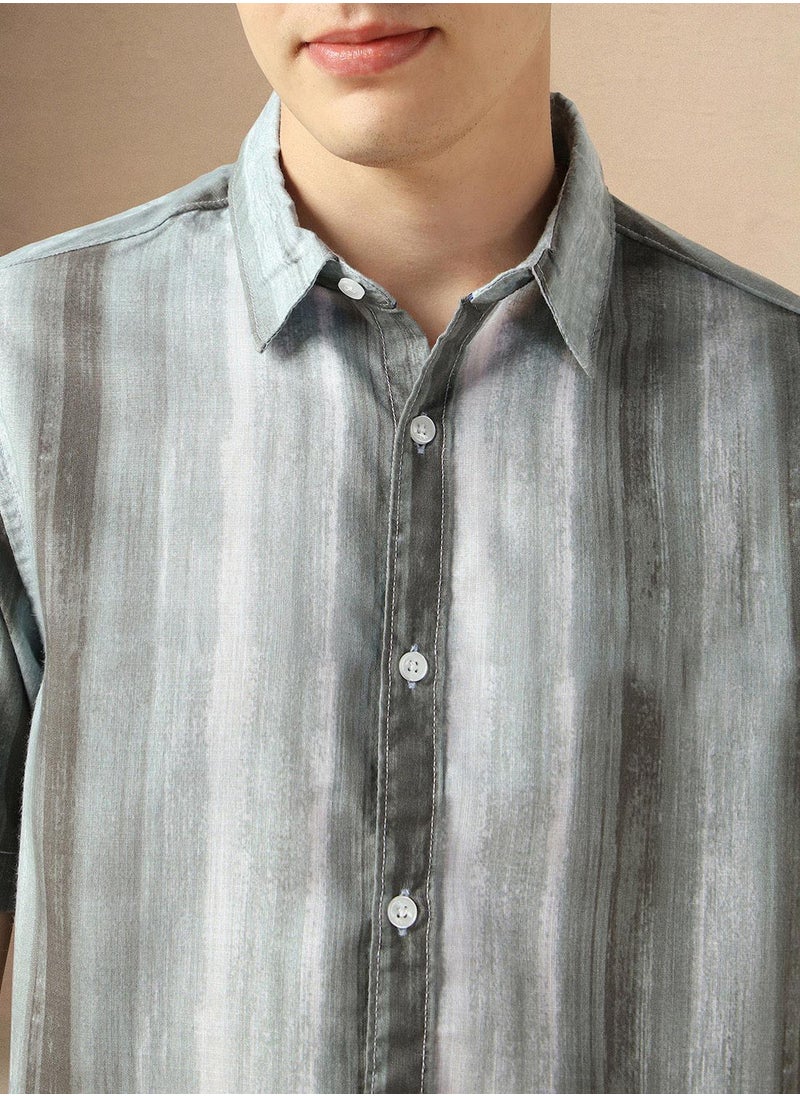 Dennis Lingo Men's Multicoloured Cotton Blend Printed Button Down Shirt  - Image 4