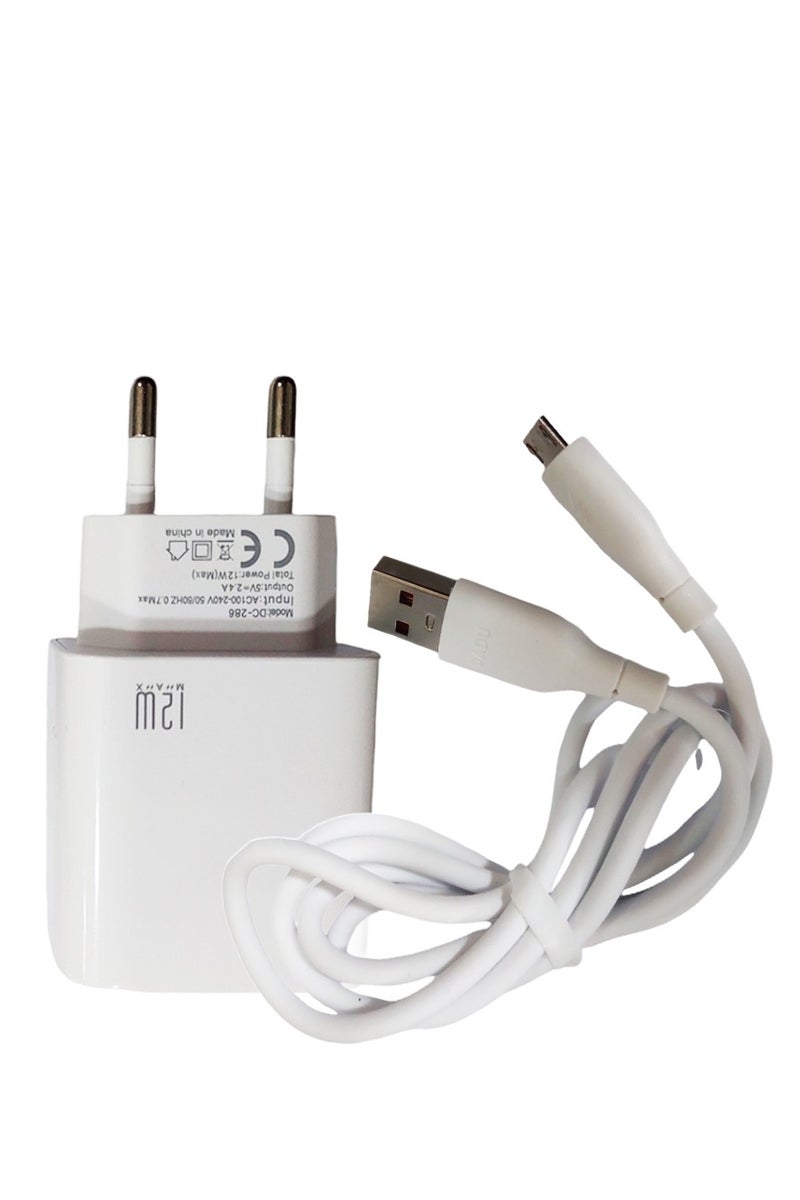 12W 2.4A Auto-ID Wall Charger DC-286 , PD Super Fast Charger with Turbo Power, Overheat Protection & USB to Micro Cable , Compact Design, Stable Output for Android and Micro Devices - Image 1