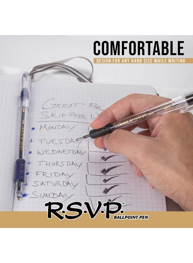 Pentel قلم حبر جاف ستايلس RSVP خط متوسط حبر أزرق عبوة من 2 (Bk91Lbp2C) - Image 4