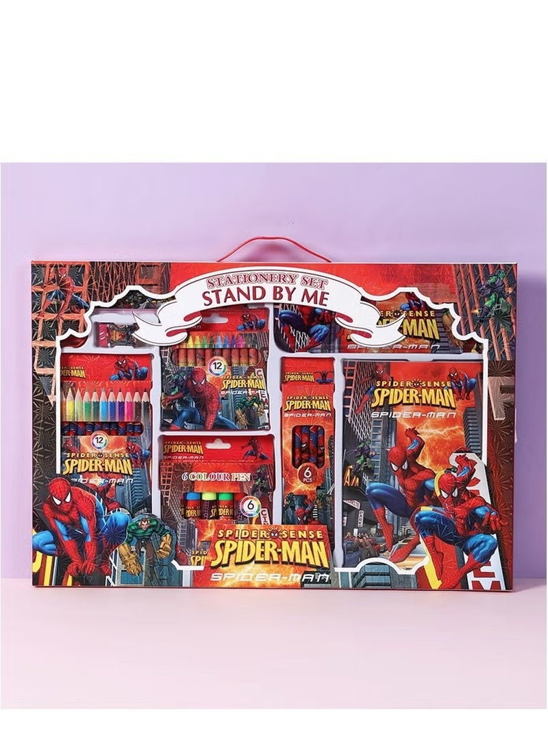 SPIDERMAN Spider-Man Kids' Stationery Kit - 41 Pieces with Pencil Box, Colors, Eraser, and Sharpener - Image 2