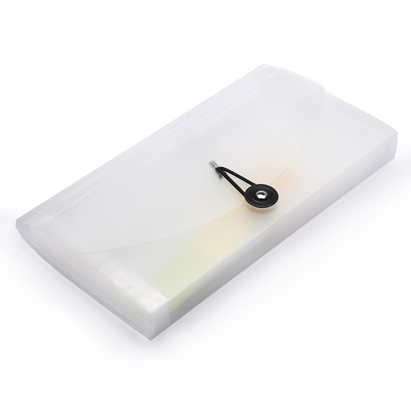 BTSKY Expanding File Folder New 13 Pockets Small Accordion File Expandable Card Ticket Holder Storage Folder Plastic Wallet Case White Translucent - Image 2