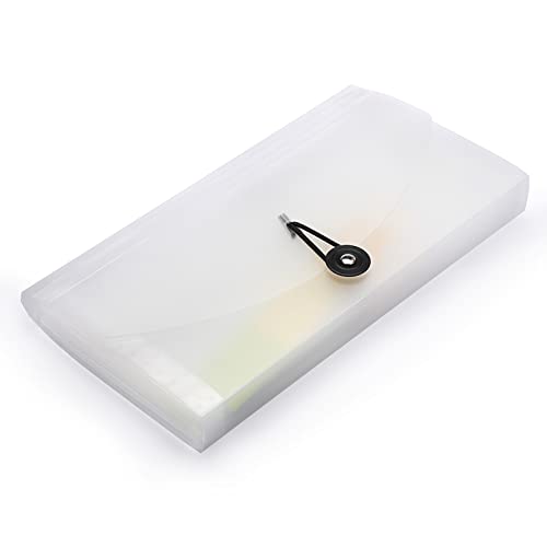 BTSKY Expanding File Folder New 13 Pockets Small Accordion File Expandable Card Ticket Holder Storage Folder Plastic Wallet Case White Translucent - Image 1
