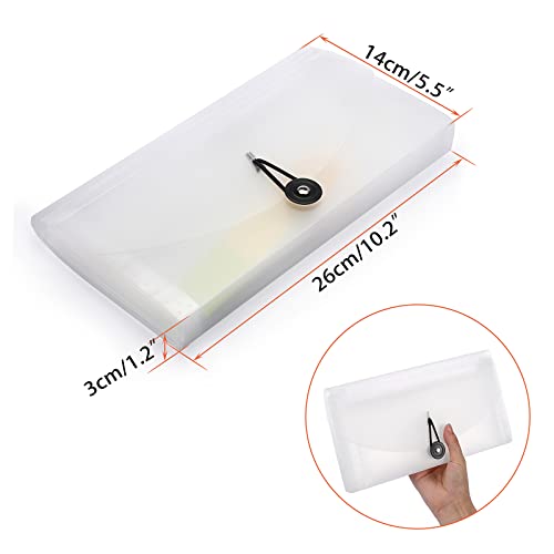 BTSKY Expanding File Folder New 13 Pockets Small Accordion File Expandable Card Ticket Holder Storage Folder Plastic Wallet Case White Translucent - Image 3