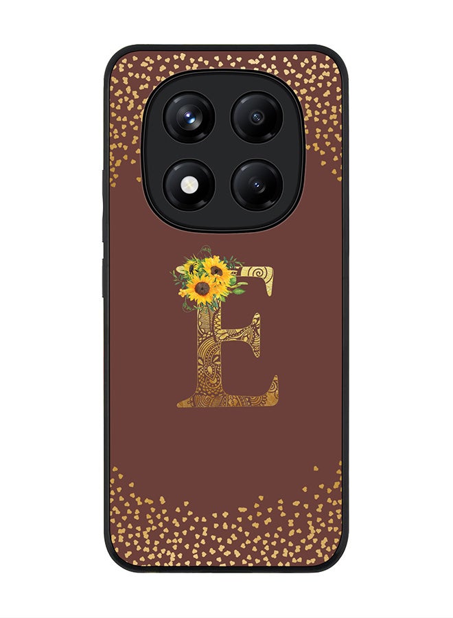 Stylizedd For Xiaomi Redmi Note 14 Pro 4G 4G Case,Slim fit Camera Protection, Shockproof Thin Phone cover  - Custom Floral Monogram - E  (Brown ) - Image 1