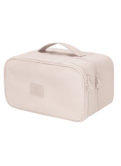 Travel Underwear Organizer Bag, Bra Bag Double Layer Packing Cube Storage Bag Waterproof Lingerie Socks Bag Cosmetic Bag Toiletry Bag, Cream