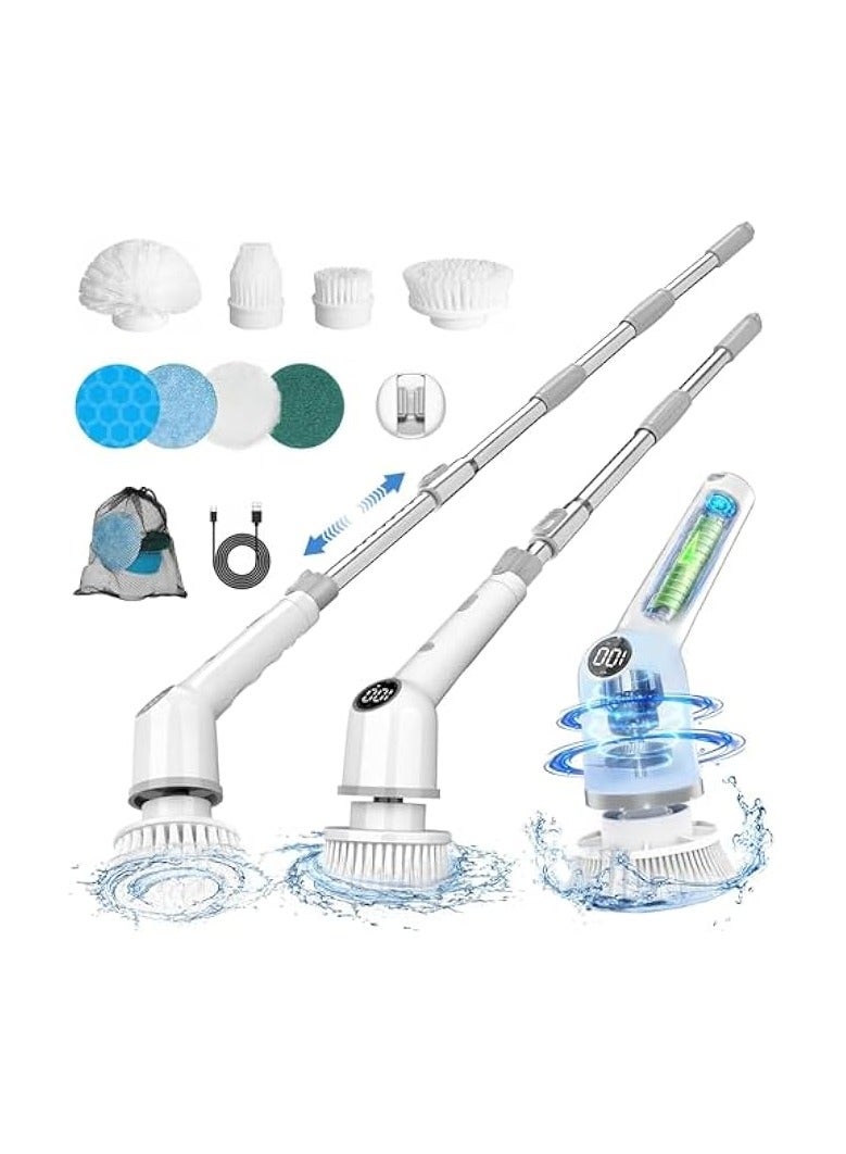 erorex Electric Spin Scrubber: Versatile Cordless Power Cleaning Brush with 8 Replaceable Heads, 3 Speeds, and Extendable Handle for Bathroom, Floor, and Tile Cleaning - Image 1