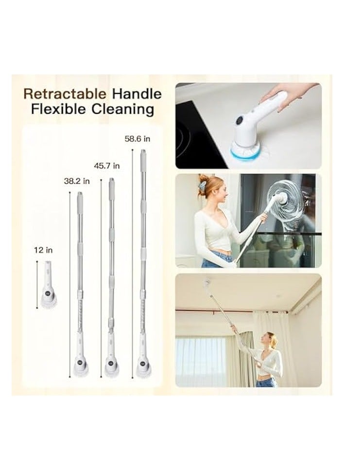erorex Electric Spin Scrubber: Versatile Cordless Power Cleaning Brush with 8 Replaceable Heads, 3 Speeds, and Extendable Handle for Bathroom, Floor, and Tile Cleaning - Image 2