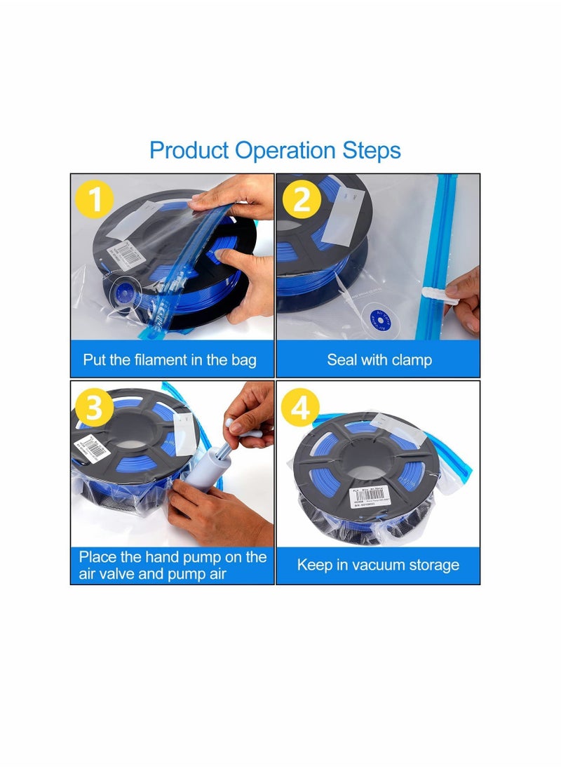 KASTWAVE - 3D Printer Filament Moisture-Proof, KASTWAVE Reusable Storage bags for 3D Filament with Reusable Hand Pump - 10 Pack, 4 x Sealing Clip, 10 x Desiccant - Image 1