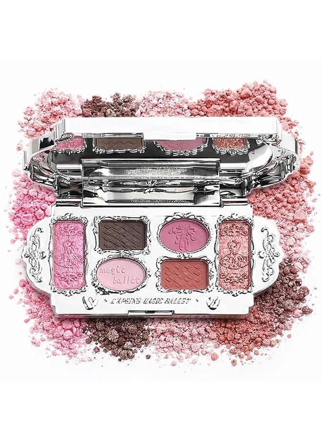 KAPEINE Pink 6Colors Eyeshadow Palette, 4 Matte + 2 Shimmer Eye Shades Blendable & Long Lasting Eye Makeup Palette Natural Eyeshadow Palette Highly Pigment Makeup Set for Women Daily, Party-#03 Pink Swan - Image 1
