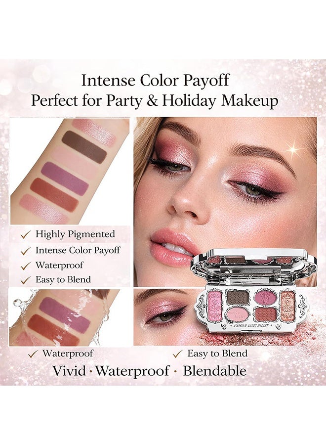 KAPEINE Pink 6Colors Eyeshadow Palette, 4 Matte + 2 Shimmer Eye Shades Blendable & Long Lasting Eye Makeup Palette Natural Eyeshadow Palette Highly Pigment Makeup Set for Women Daily, Party-#03 Pink Swan - Image 5