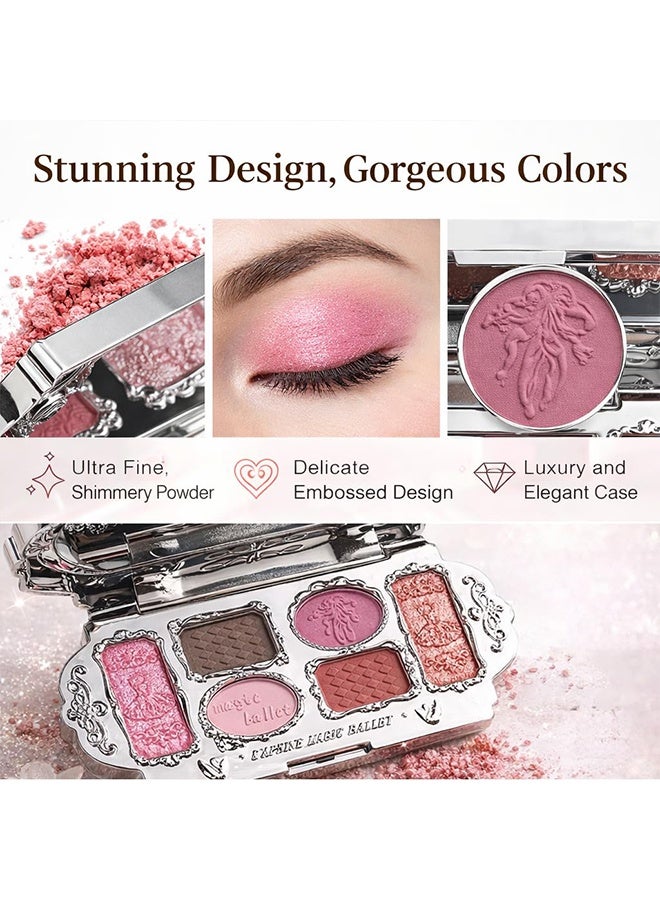 KAPEINE Pink 6Colors Eyeshadow Palette, 4 Matte + 2 Shimmer Eye Shades Blendable & Long Lasting Eye Makeup Palette Natural Eyeshadow Palette Highly Pigment Makeup Set for Women Daily, Party-#03 Pink Swan - Image 3