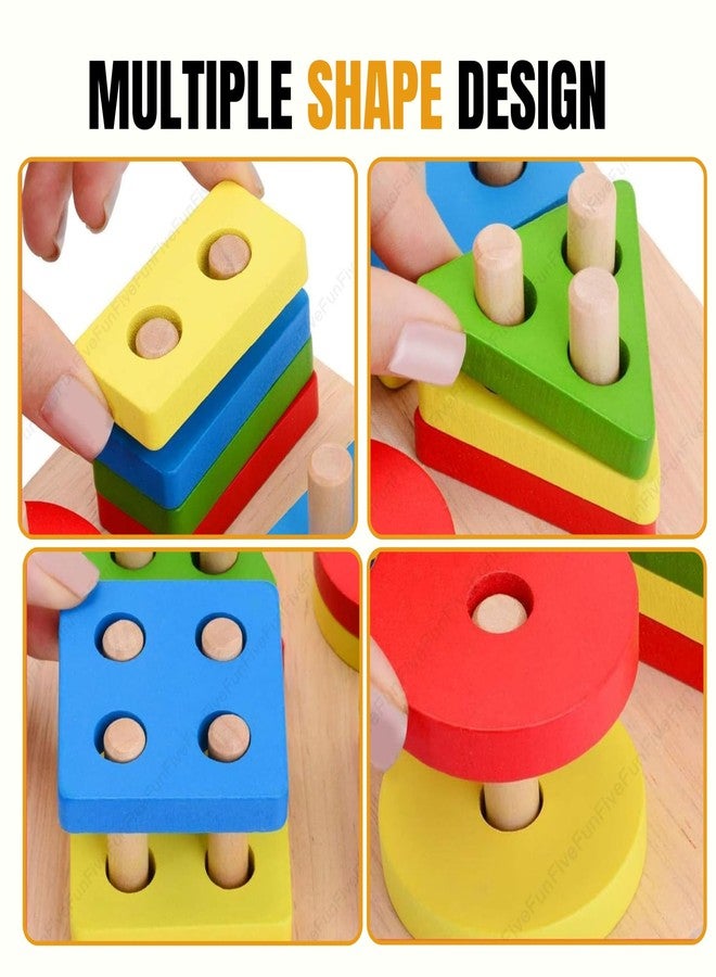 Cubs N Bears Baby Wooden Geometric Shape Puzzle Set | Montessori Educational Toy for Toddlers | Fine Motor Skill Development for Boys & Girls Aged 3+ Years - Image 5
