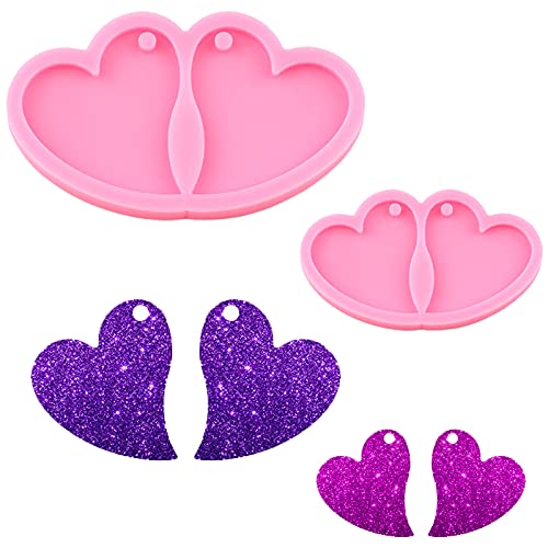 DIYstore 2 Pack Heart Shape Silicone Earring Molds DIY Epoxy Craft DIY Earrings Fashion Jewelry Making Resin Mould Earrings Resin Molds - Image 1