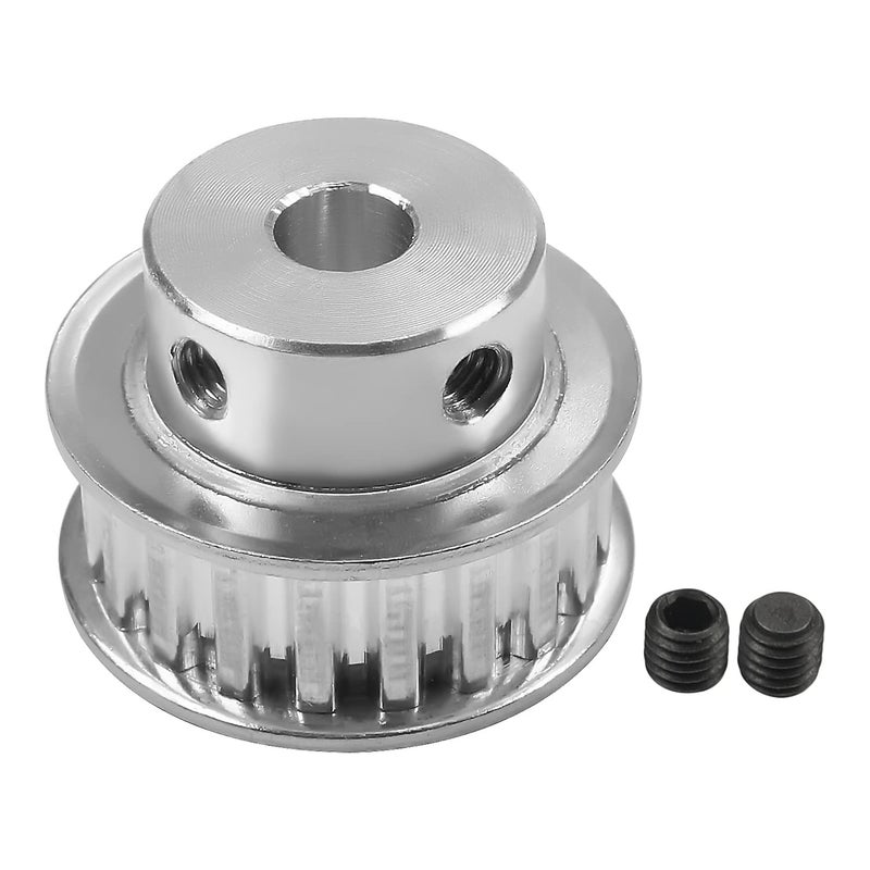 Fielect Aluminium Alloy XL 20 Teeth 8mm Inner Bore Diameter Timing Belt Pulley Flange Synchronous Wheel Silver Tone for 3D Printer CNC 1Pcs - Image 1