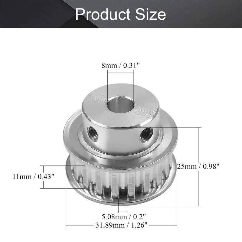 Fielect Aluminium Alloy XL 20 Teeth 8mm Inner Bore Diameter Timing Belt Pulley Flange Synchronous Wheel Silver Tone for 3D Printer CNC 1Pcs - Image 2
