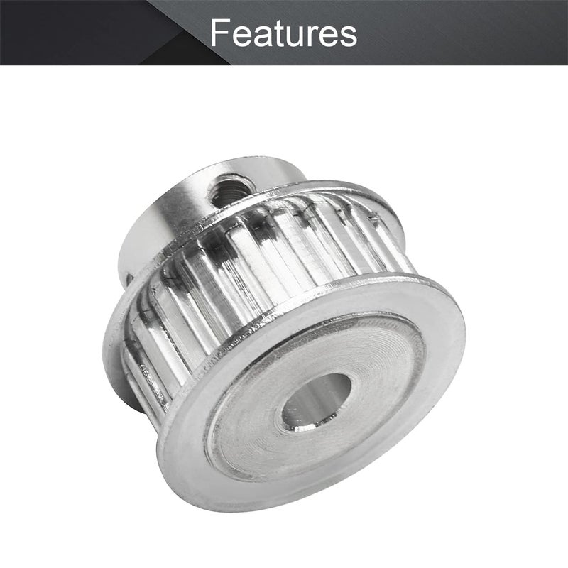 Fielect Aluminium Alloy XL 20 Teeth 8mm Inner Bore Diameter Timing Belt Pulley Flange Synchronous Wheel Silver Tone for 3D Printer CNC 1Pcs - Image 4