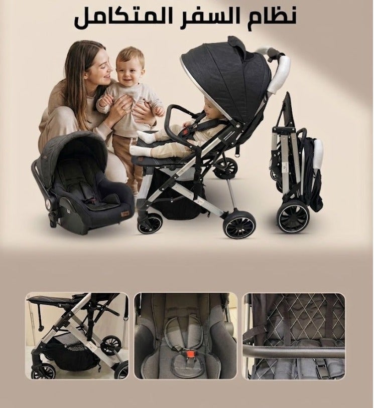Chicco Travel System Stroller & Car Seat Set, Foldable, 5-Point Harness, Black - Image 4