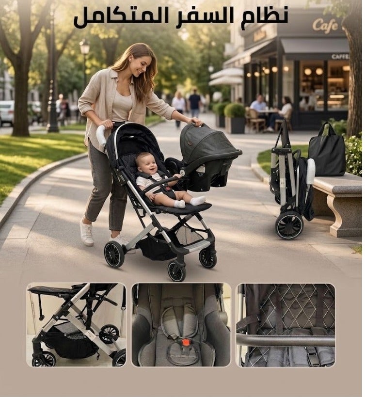 Chicco Travel System Stroller & Car Seat Set, Foldable, 5-Point Harness, Black - Image 5