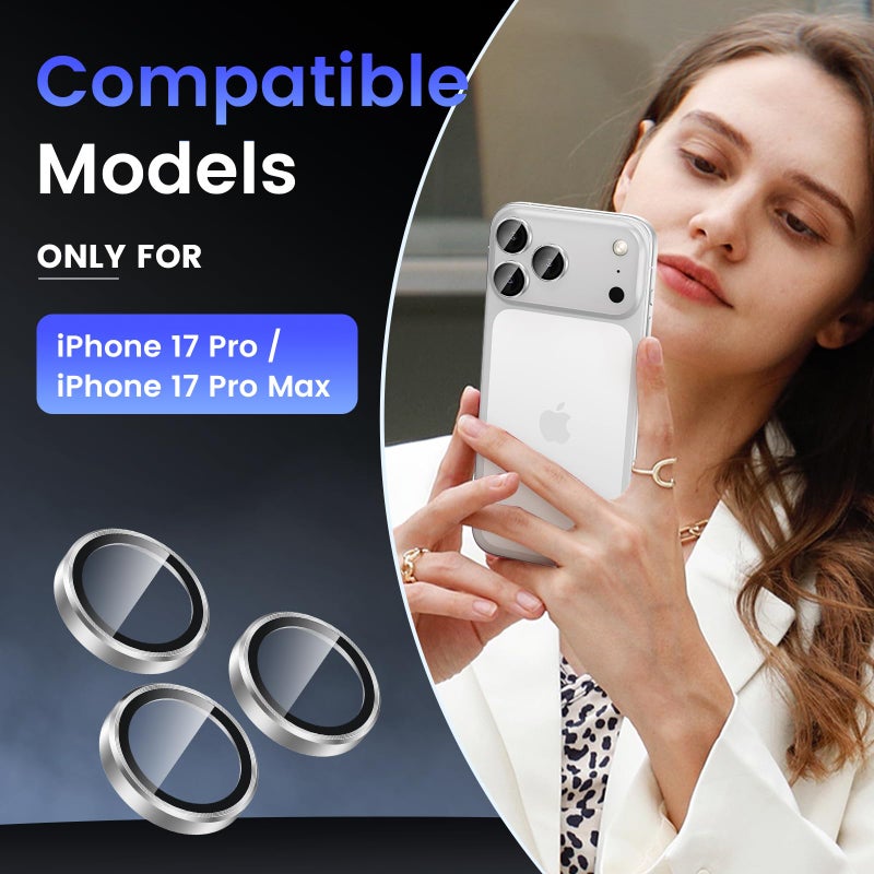 Tensea Camera Lens Protector Compatible for iPhone 17 Pro Max/17 Pro, Metal Aluminum Alloy Tempered Glass Cover Camera Screen Protector Accessories, Case Friendly - Image 2