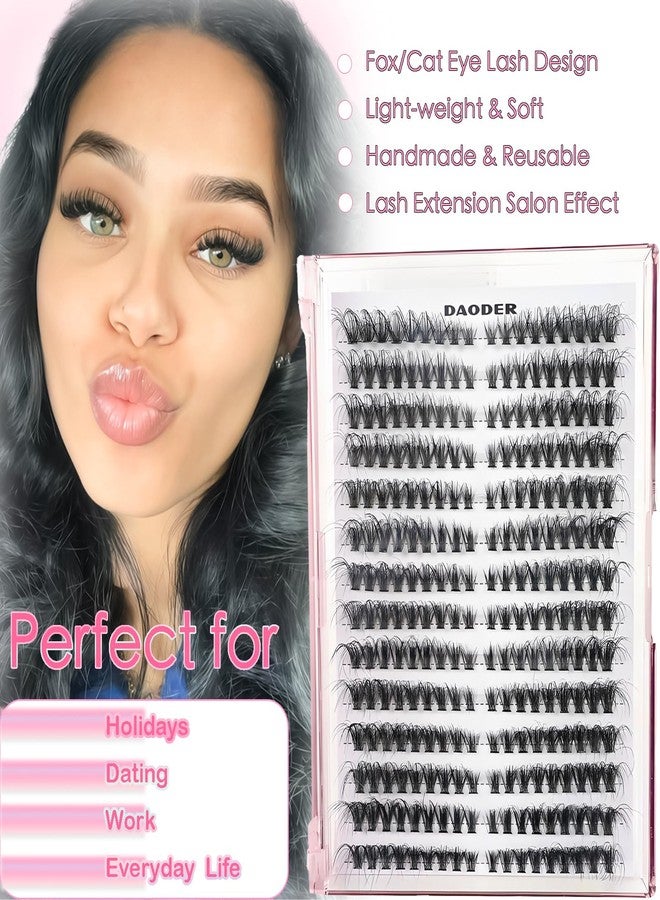 DAODER Natural & Thick Lash Clusters Kit, 100D Cat Eye Extension Kit, Pre-Mapped Fluffy Individual Lashes with Bond Seal, Remover, D Curl, 8-16M (40D) - Image 3