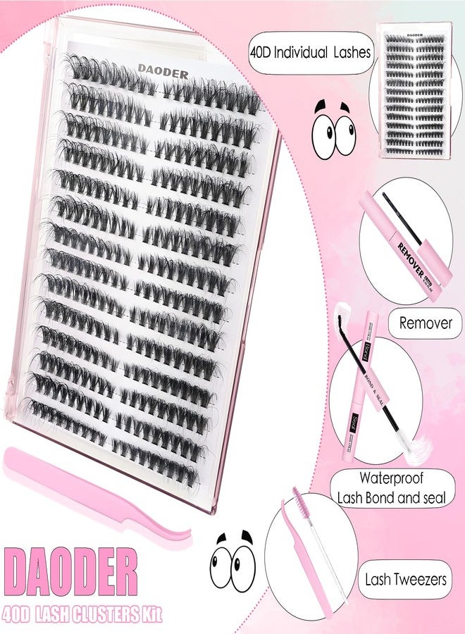 DAODER Natural & Thick Lash Clusters Kit, 100D Cat Eye Extension Kit, Pre-Mapped Fluffy Individual Lashes with Bond Seal, Remover, D Curl, 8-16M (40D) - Image 5