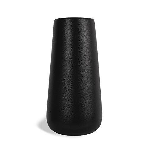 SANFERGE Ceramic Flower Vase for Home Décor Office Decoration, 8 Inch, Black - Image 1