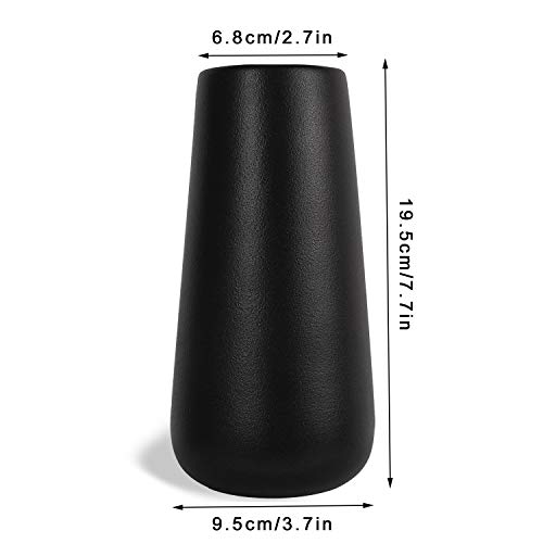 SANFERGE Ceramic Flower Vase for Home Décor Office Decoration, 8 Inch, Black - Image 2