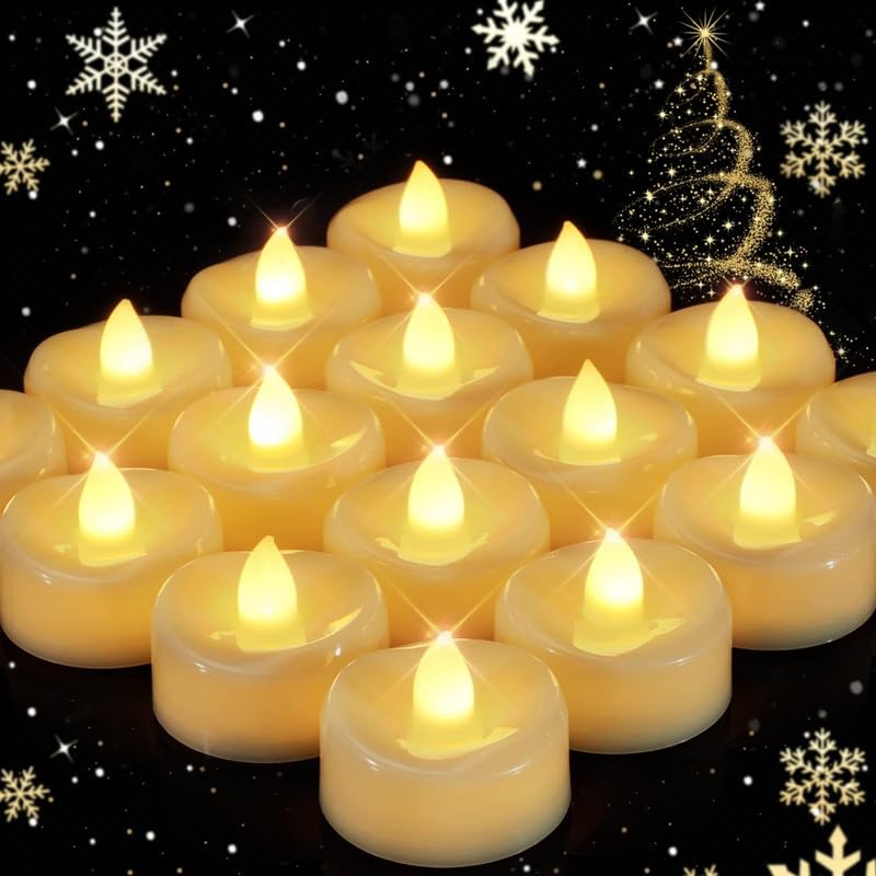 HOUSELY Diya for Diwali Flamless LED Candles Diyas for Home Decoration on Diwali, Festivals, Celebration Smokeless Battery Operated Tealight Candles for Home, Office, Restaurant Pack of 12 - Image 1