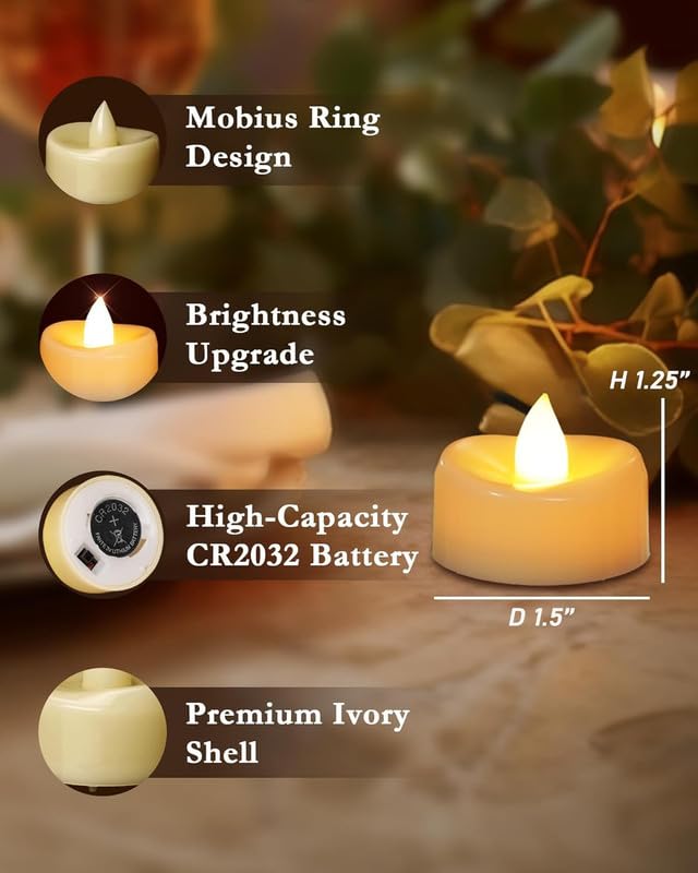 HOUSELY Diya for Diwali Flamless LED Candles Diyas for Home Decoration on Diwali, Festivals, Celebration Smokeless Battery Operated Tealight Candles for Home, Office, Restaurant Pack of 12 - Image 2