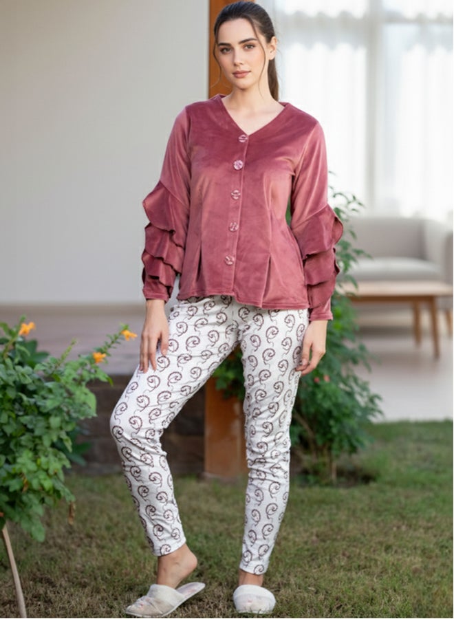 Familia Homewear Dusty Roseet Velvet Pajama Set - Image 2