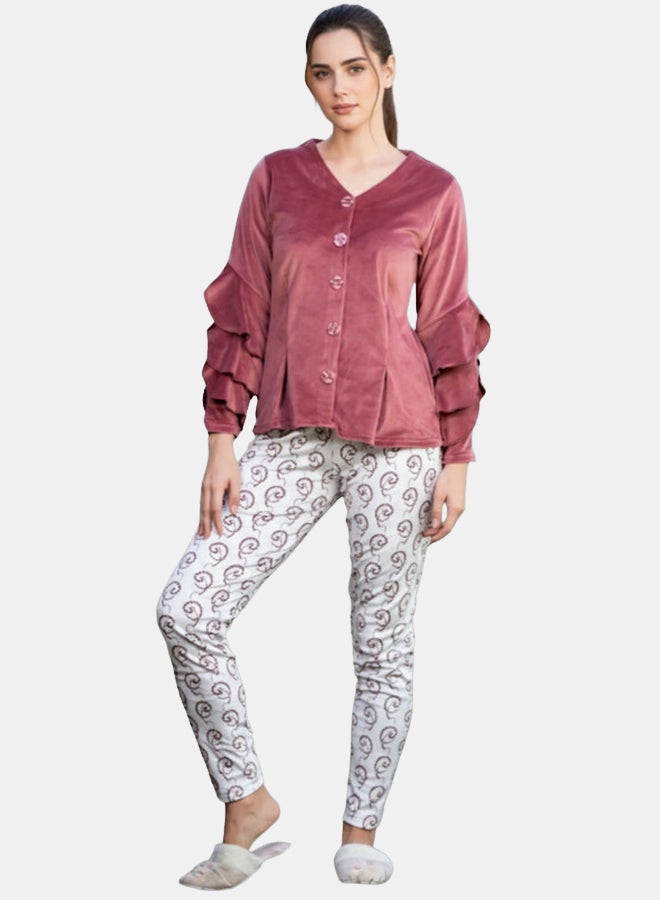 Familia Homewear Dusty Roseet Velvet Pajama Set - Image 1