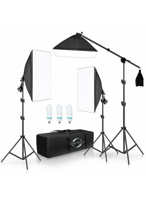 Photography Soft box Lighting Kit with 3pcs 135W White Light Bulbs Softboxs and Carry Bag for Portrait Product Shooting