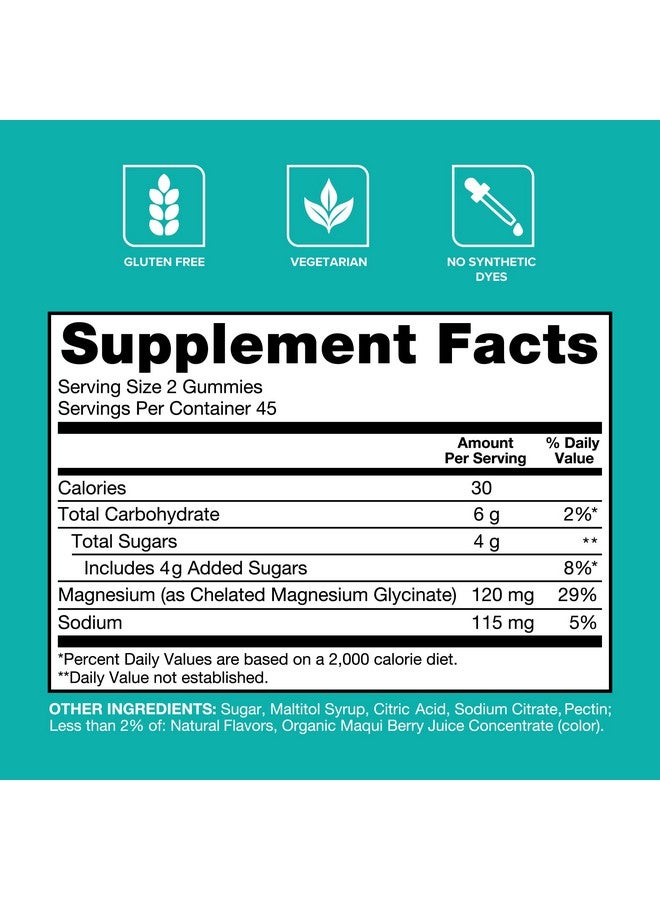 Qunol Magnesium Glycinate Gummies, 120mg of Magnesium Glycinate, High Absorption, Mixed Berry, 90 Count (Pack of 1) - Image 4