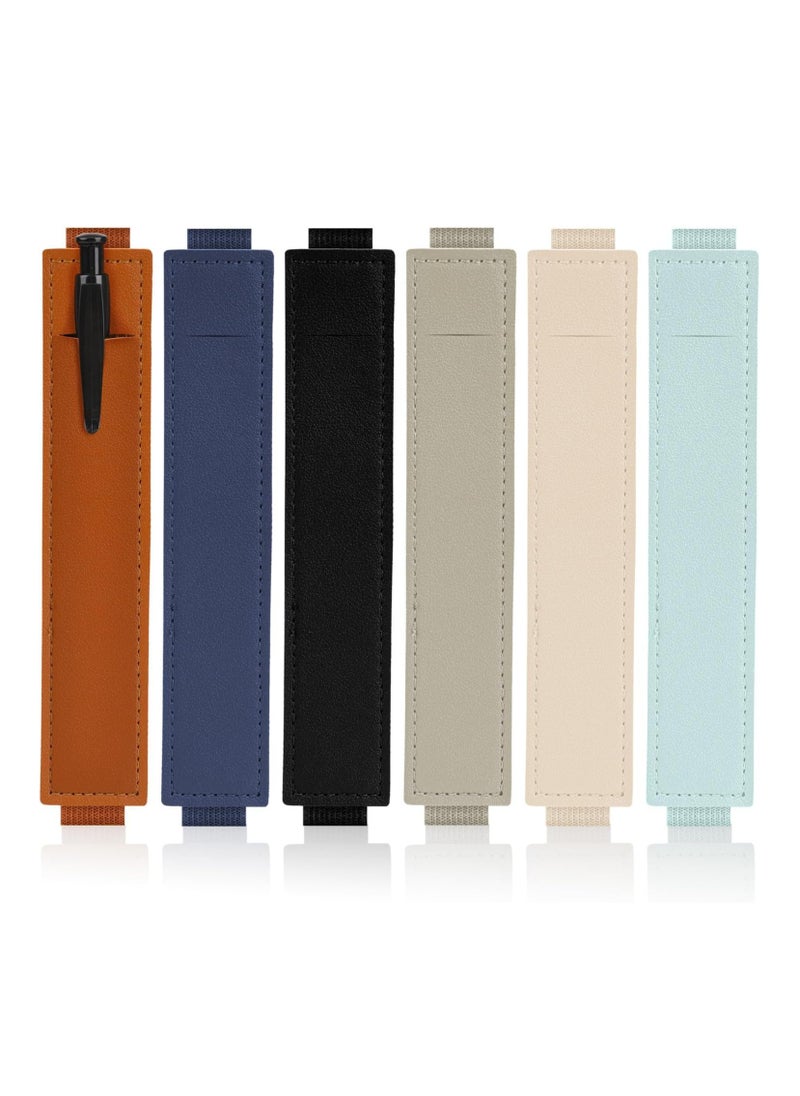 Oasisgalore - 6 Pcs Adjustable PU Leather Pen Holders, Elastic Band Pencil Pouches, Journal Pencil Sleeves for Notebooks. - Image 1