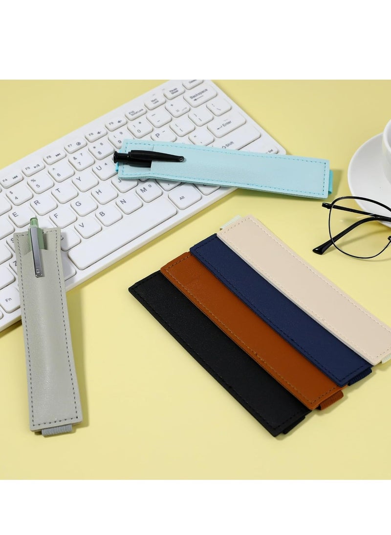 Oasisgalore - 6 Pcs Adjustable PU Leather Pen Holders, Elastic Band Pencil Pouches, Journal Pencil Sleeves for Notebooks. - Image 1