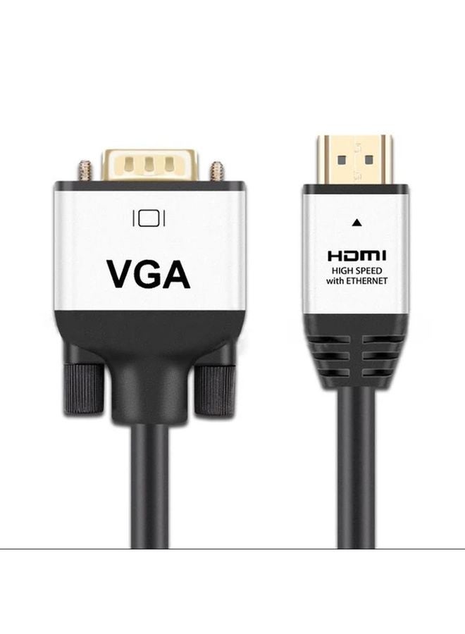 Black Silvery HDTV To VGA Cable 10ft 1080P Video Converter Adapter For Monitor Projector - Image 1