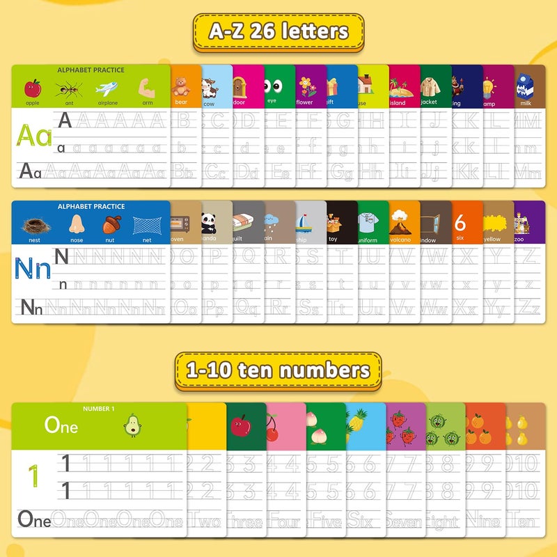 LUHEAGU Dry Erase Alphabet & Number Practice Boards for Kids â€“ A-Z Letters & Numbers 1-10, 18 Double-Sided Reusable Sheets (36 Pages), 11x8.5, Preschool, Kindergarten & Homeschool Writing Practice Tool - Image 3