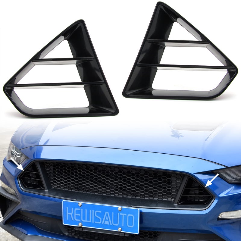 إدخالات الشبك العلوي الأمامي KEWISAUTO لفورد موستانج GT 2018-2023، إدخال مشعاع معدّل أسود لفورد موستانج GT 2018-2023، ملحقات استبدال اليسار واليمين رقم PN JR3B8200AB