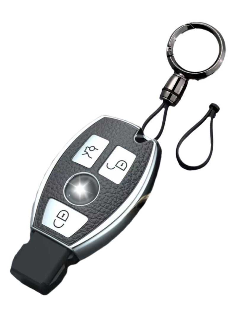 OUYoo - OUYoo For Mercedes Benz Key Fob Cover, Premium Soft TPU Key Case Cover Compatible with Mercedes Benz C E S M CLS CLK G Class Keyless Smart Key Fob， With a key chain. - Image 1