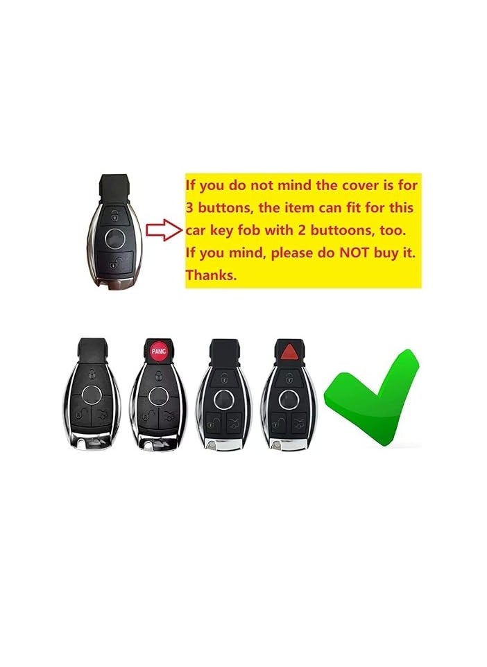 OUYoo - OUYoo For Mercedes Benz Key Fob Cover, Premium Soft TPU Key Case Cover Compatible with Mercedes Benz C E S M CLS CLK G Class Keyless Smart Key Fob， With a key chain. - Image 1