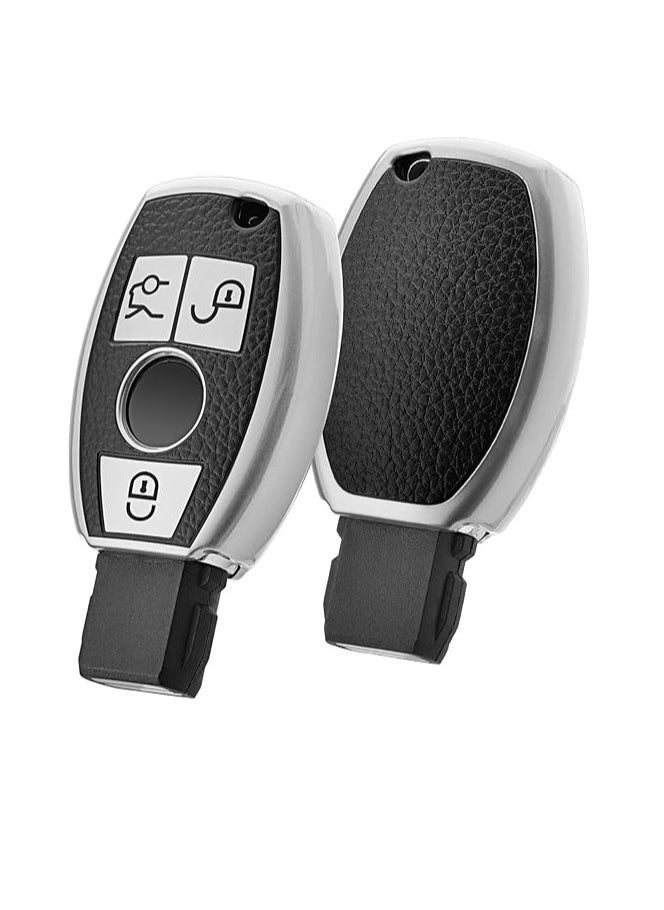 OUYoo - OUYoo For Mercedes Benz Key Fob Cover, Premium Soft TPU Key Case Cover Compatible with Mercedes Benz C E S M CLS CLK G Class Keyless Smart Key Fob， With a key chain. - Image 1