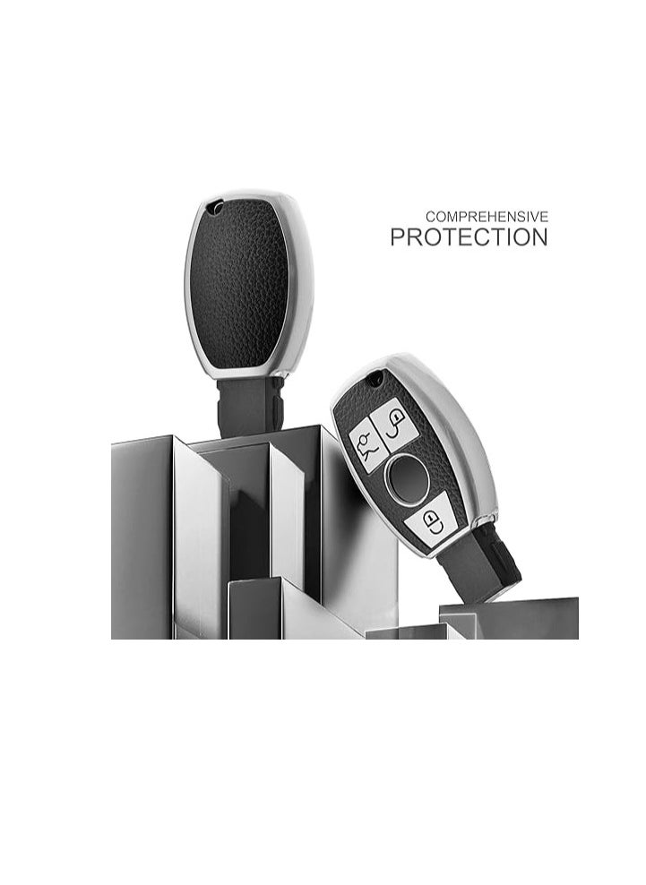 OUYoo - OUYoo For Mercedes Benz Key Fob Cover, Premium Soft TPU Key Case Cover Compatible with Mercedes Benz C E S M CLS CLK G Class Keyless Smart Key Fob， With a key chain. - Image 1