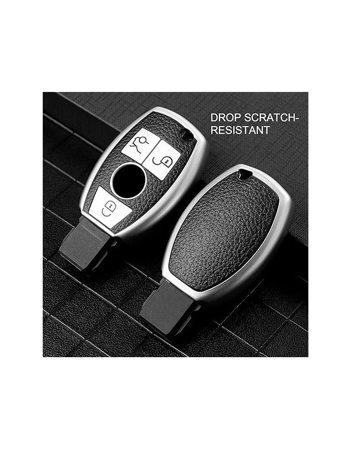 OUYoo - OUYoo For Mercedes Benz Key Fob Cover, Premium Soft TPU Key Case Cover Compatible with Mercedes Benz C E S M CLS CLK G Class Keyless Smart Key Fob， With a key chain. - Image 1