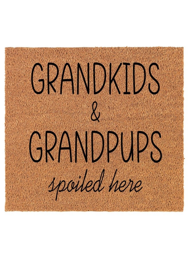 mip Welcome Doormat Coco Coir Door Mat Gift Grandkids and Grandpups Spoiled Here Grandparent for Grandma Grandpa (24" x 16") - Image 1